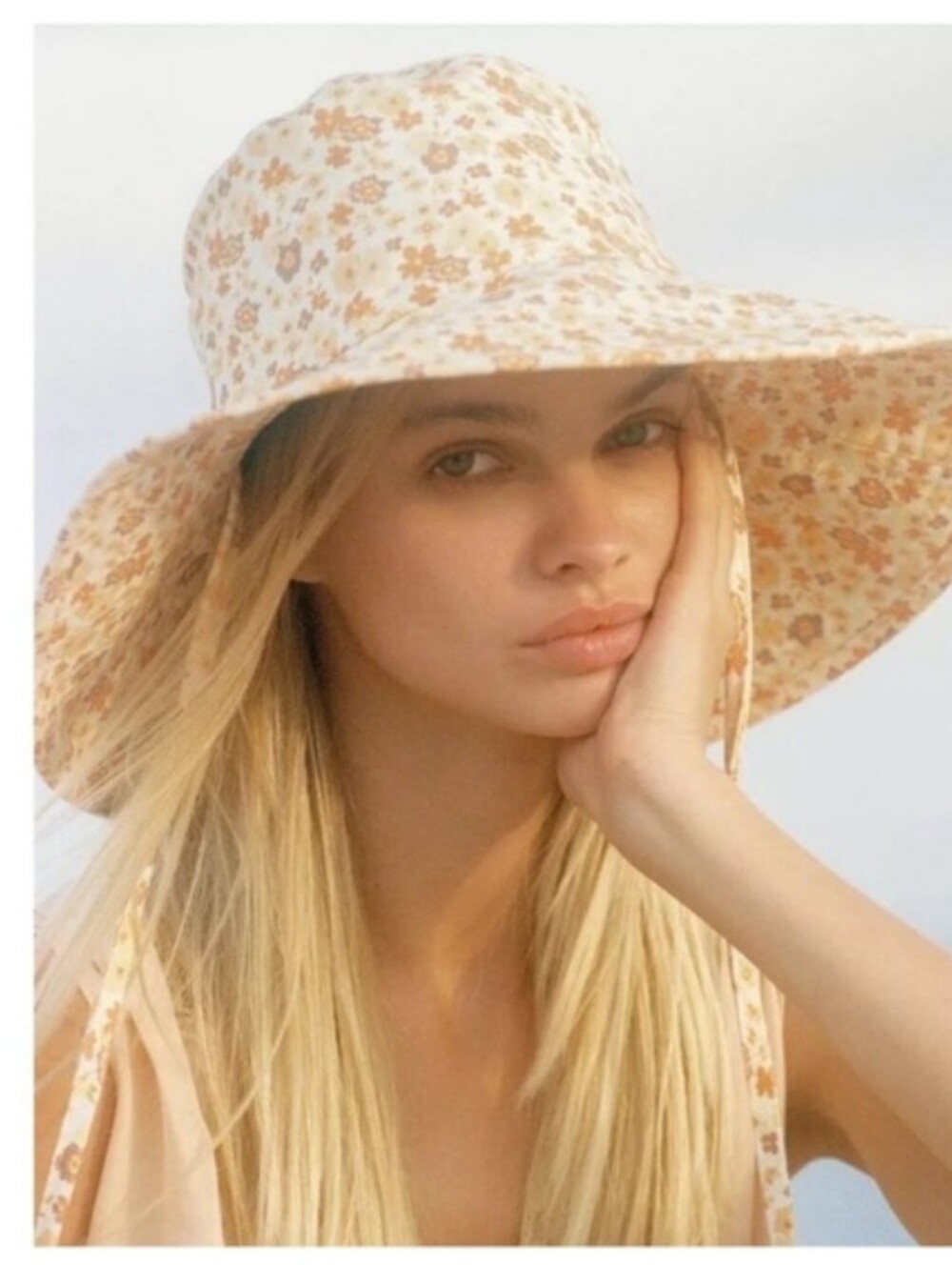 Lack Of Color Peach Yellow and Orange Floral Bucket Hat NWOT SZ S/M